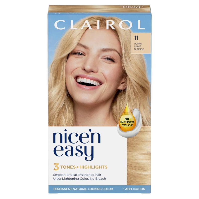Clairol Nice'n Easy Permanent Hair Dye, 11 Ultra Light Blonde Hair Color, Pack of 1 - Image 1
